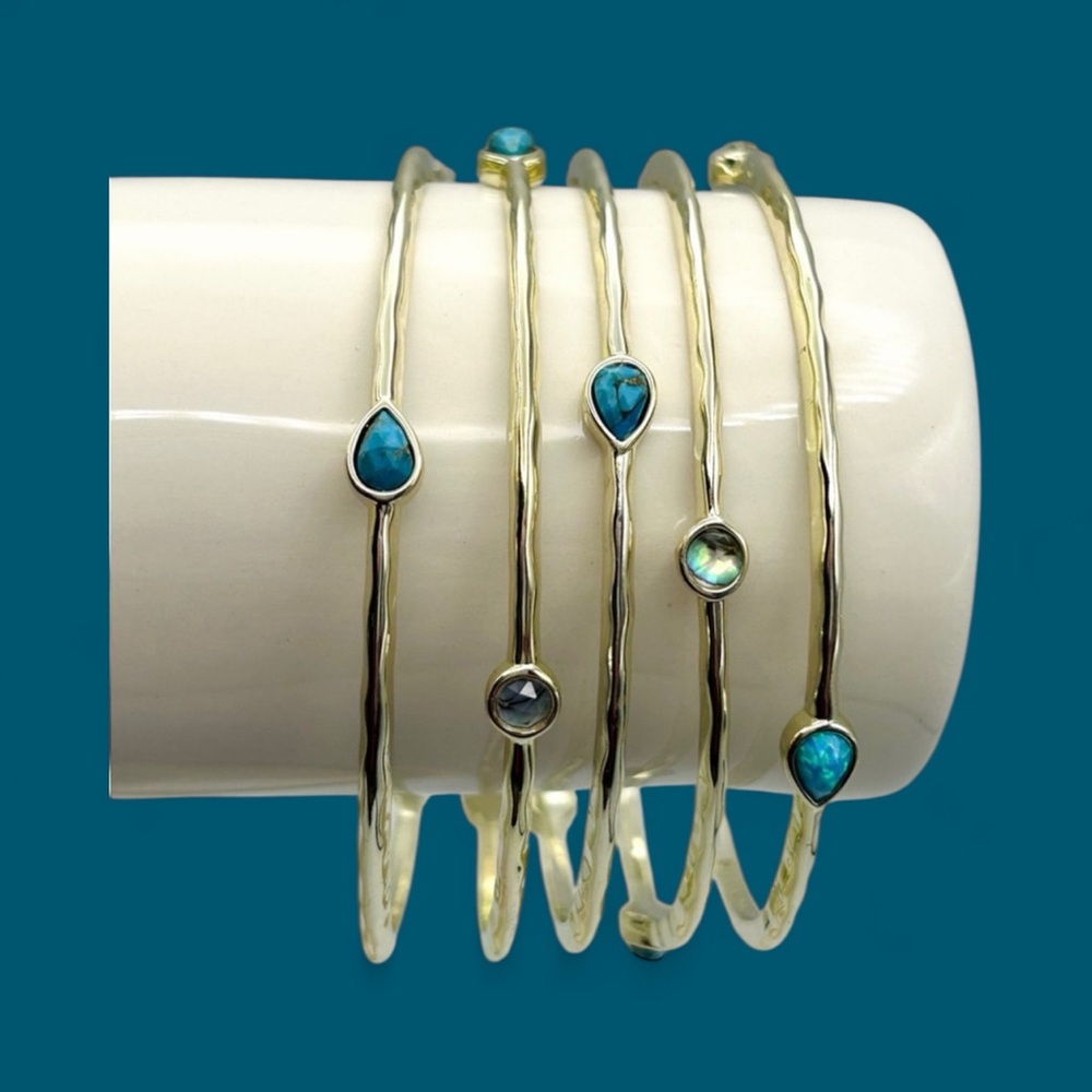 Kendra Scott ‘Nina’ Gold Stone Bangle Set of 5